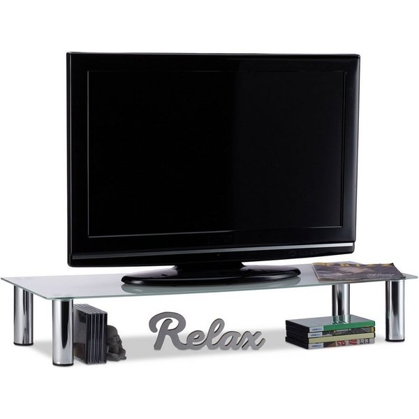 relaxdays TV-Regal TV-Tisch Glas, 1-tlg.