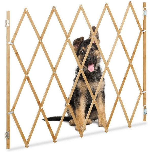 relaxdays Universalschutzgitter Ausziehbares Hundeabsperrgitter in Natur (1 St)