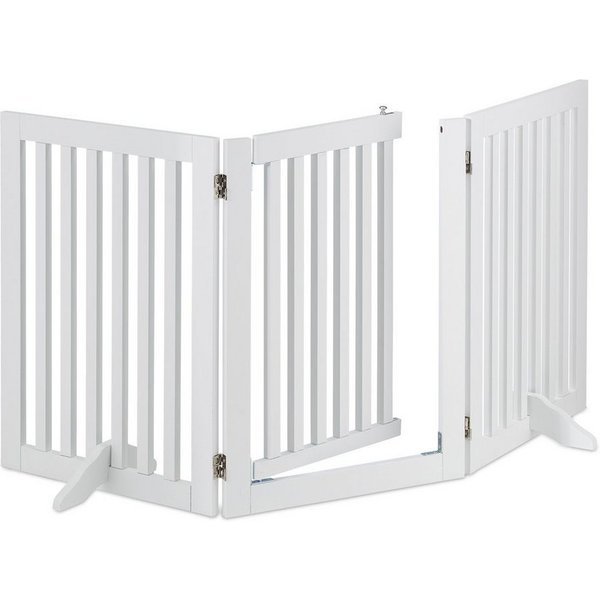 relaxdays Universalschutzgitter Weißes Absperrgitter mit Tür 70 cm hoch (3 St)