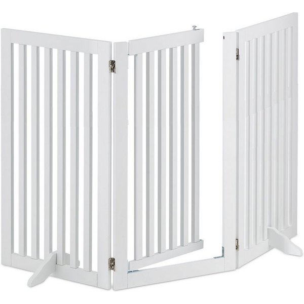 relaxdays Universalschutzgitter Weißes Absperrgitter mit Tür 92 cm hoch (3 St)