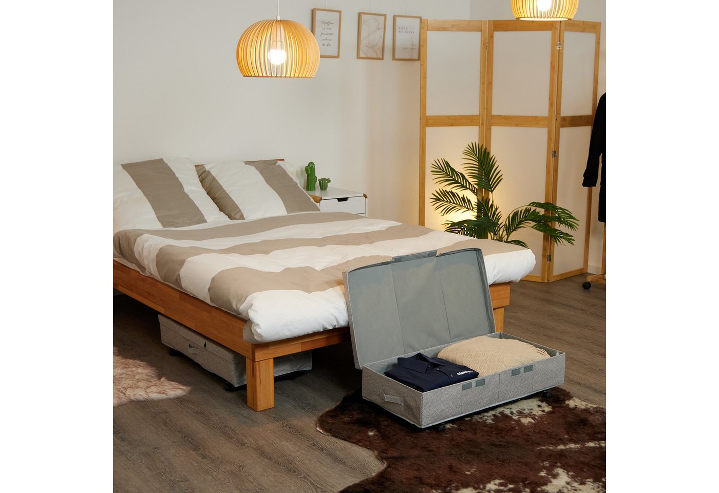 relaxdays Unterbettkommode mit Rollen 2er Set (2 St., 2er Set) – Bild 2 von 5