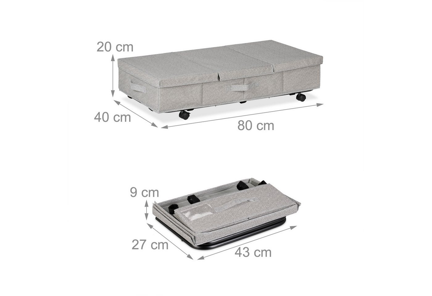 relaxdays Unterbettkommode mit Rollen 2er Set (2 St., 2er Set) – Bild 4 von 5