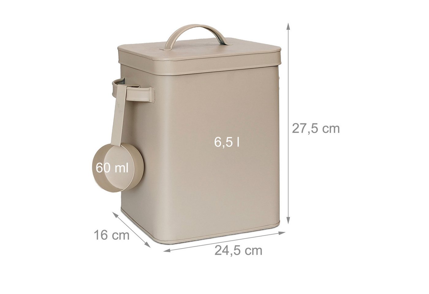 relaxdays Vorratsdose 2x Luftdichte Metallbox mit Löffel Beige, Eisen, (2-tlg) – Bild 4 von 5