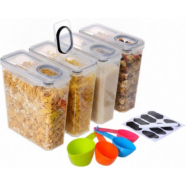 relaxdays Vorratsdose Set luftdicht 3,7 Liter, Kunststoff, (4-tlg), 4er Pack