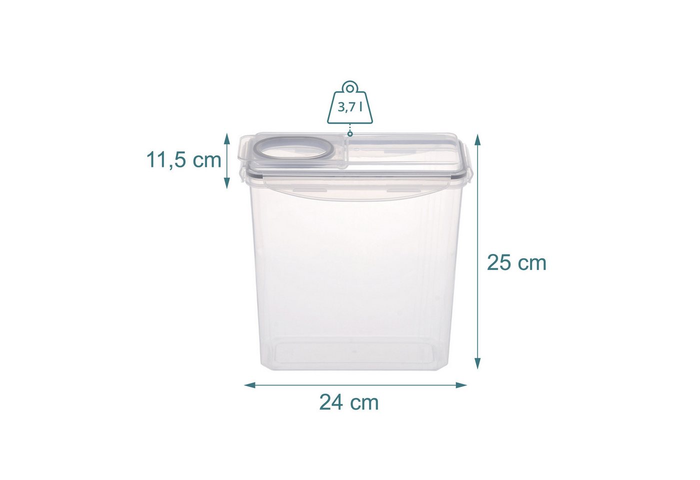 relaxdays Vorratsdose Set luftdicht 3,7 Liter, Kunststoff, (4-tlg), 4er Pack – Bild 4 von 5