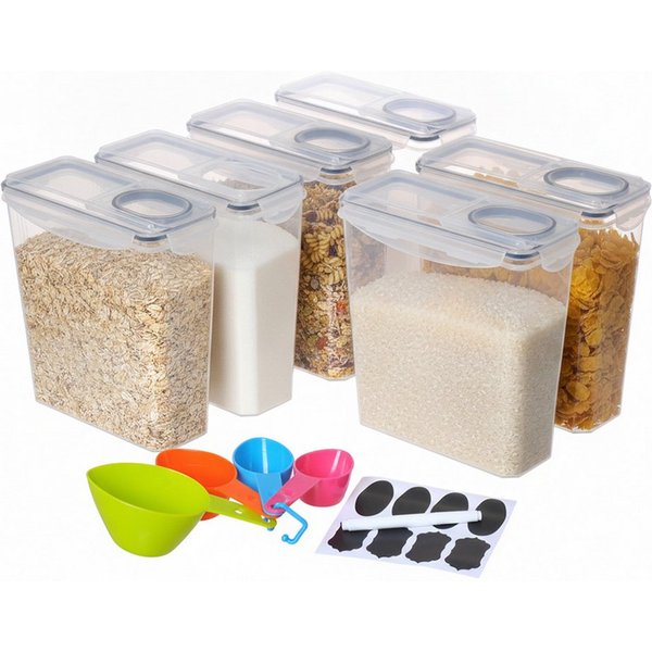 relaxdays Vorratsdose Set luftdicht 3,7 Liter, Kunststoff, (6-tlg), 6er Pack