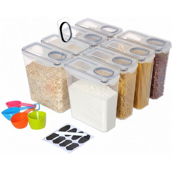 relaxdays Vorratsdose Set luftdicht 3,7 Liter, Kunststoff, (8-tlg), 8er Pack