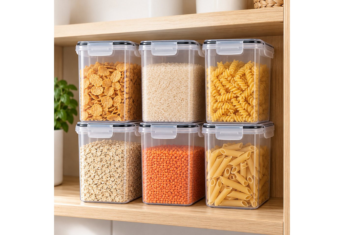 relaxdays Vorratsdose Set mit Klickverschluss, Kunststoff, (12-tlg), 0,8 Liter, 12er-Pack – Bild 5 von 5