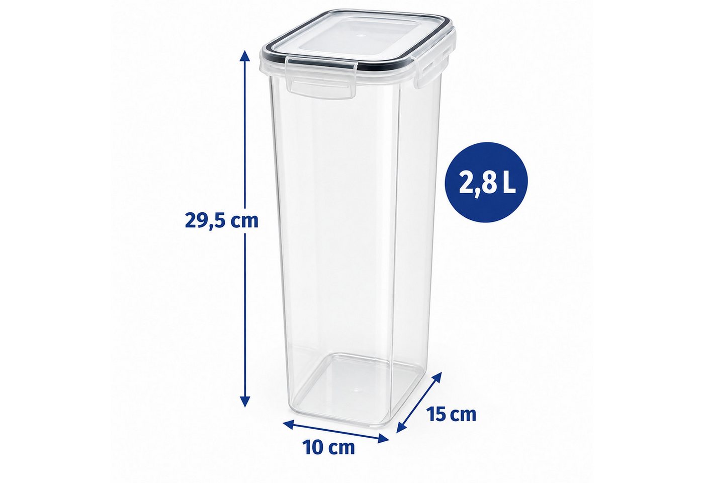 relaxdays Vorratsdose Set mit Klickverschluss, Kunststoff, (6-tlg), 2,8 Liter, 6er-Pack – Bild 4 von 5