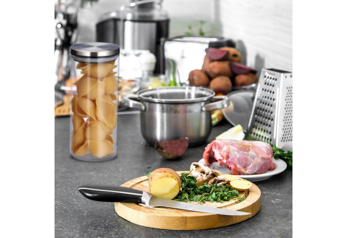 relaxdays Vorratsglas 3er Set je 1,3 Liter, Glas, (3-tlg) – Bild 5 von 5