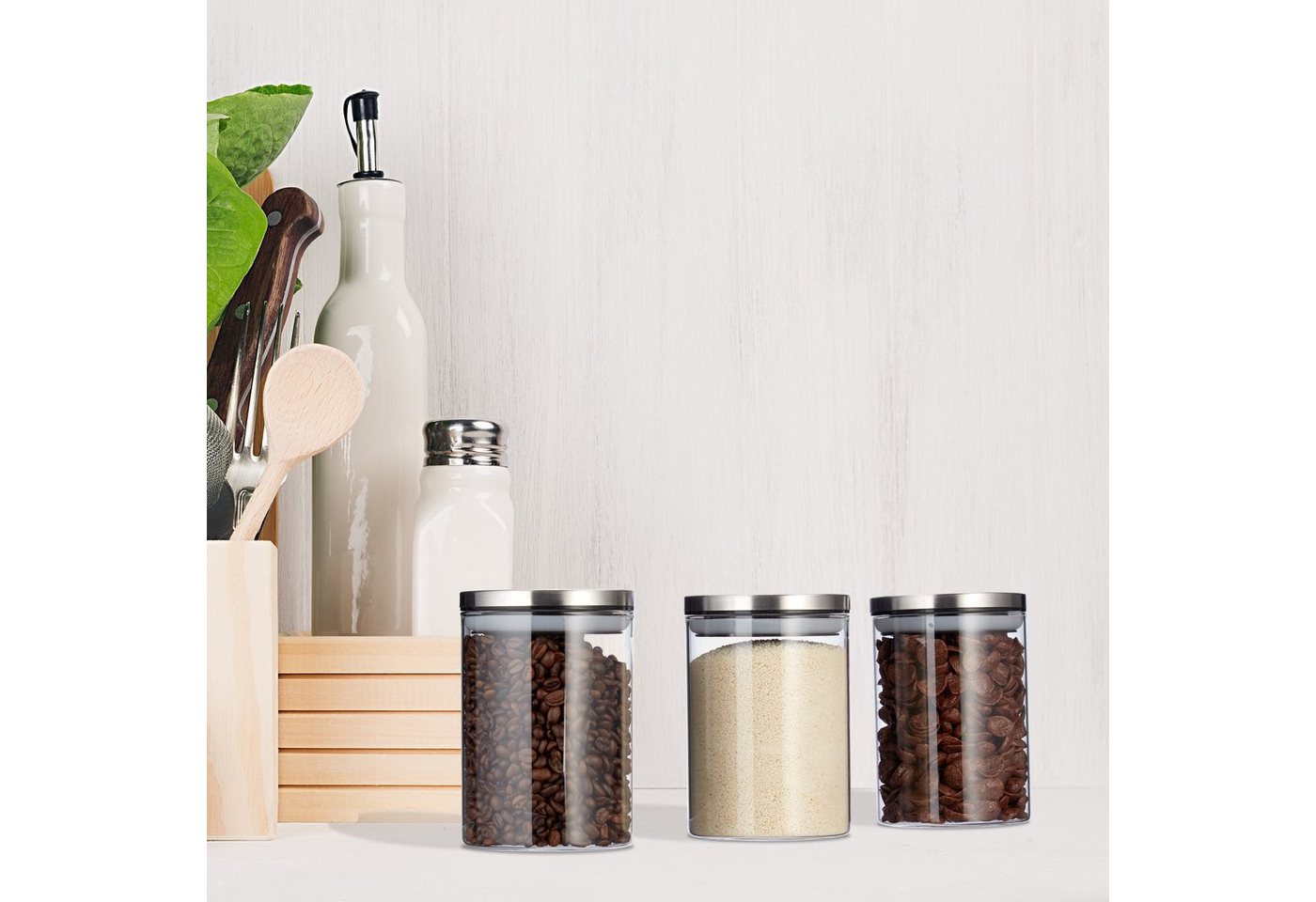 relaxdays Vorratsglas 3er Set je 750 ml, Glas, (3-tlg) – Bild 3 von 5