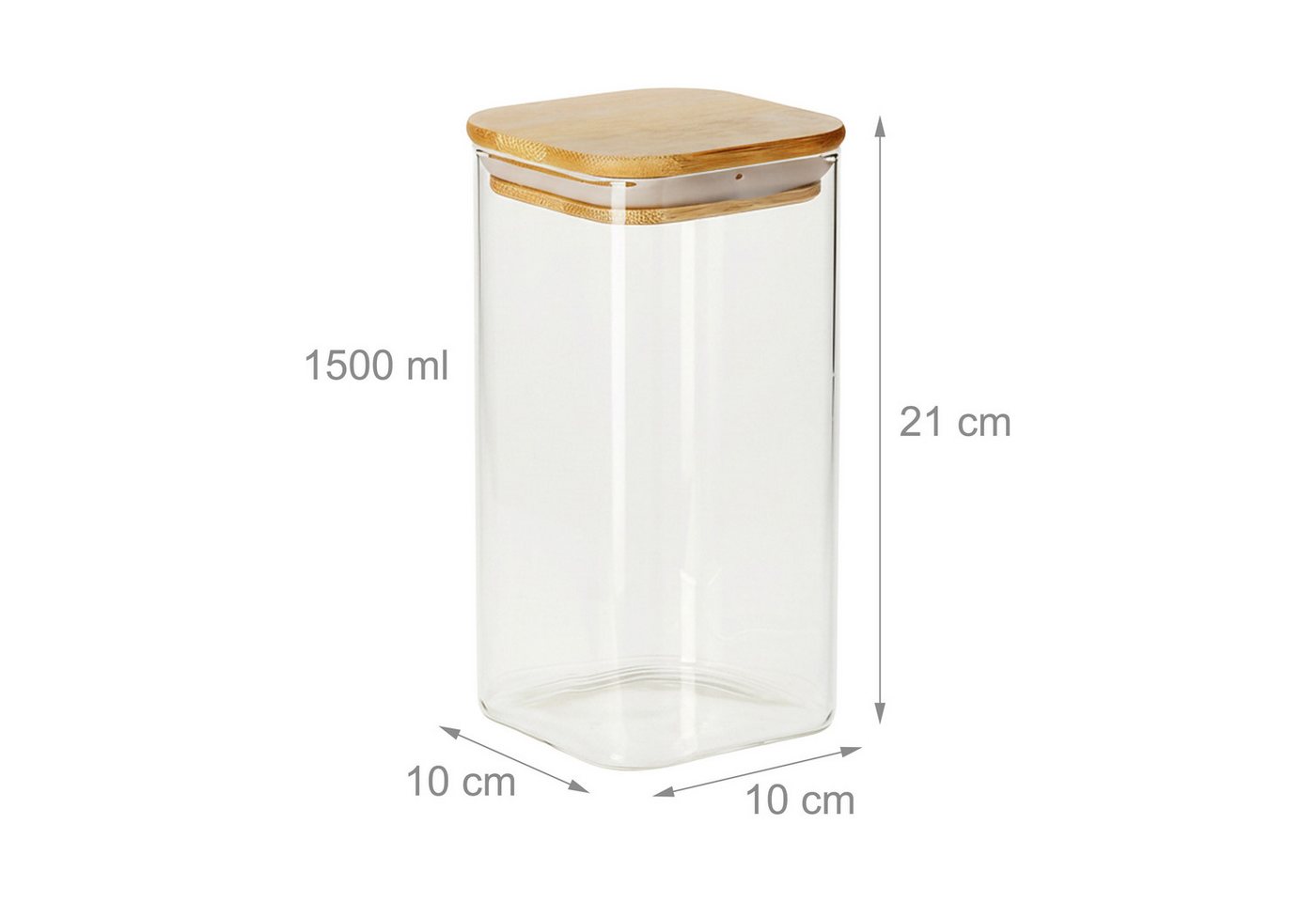 relaxdays Vorratsglas 3er Set Vorratsgläser mit Deckel 1500 ml, Glas, (3-tlg) – Bild 4 von 5