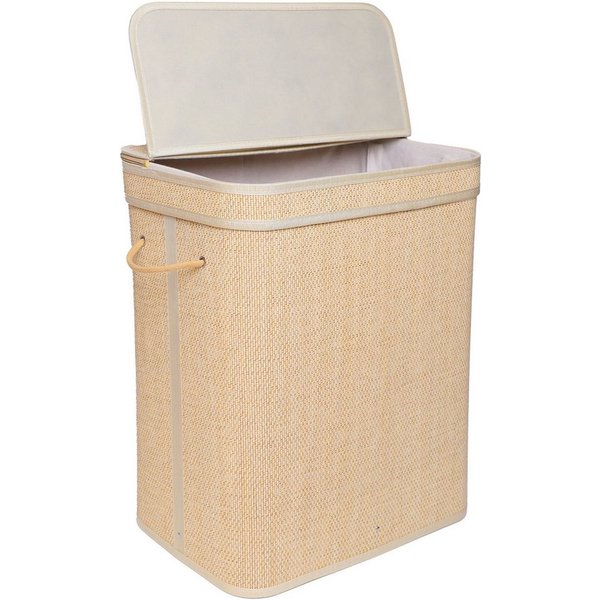 relaxdays Wäschekorb Bambus Wäschekorb mit Deckel (1 St), natur, 90 L