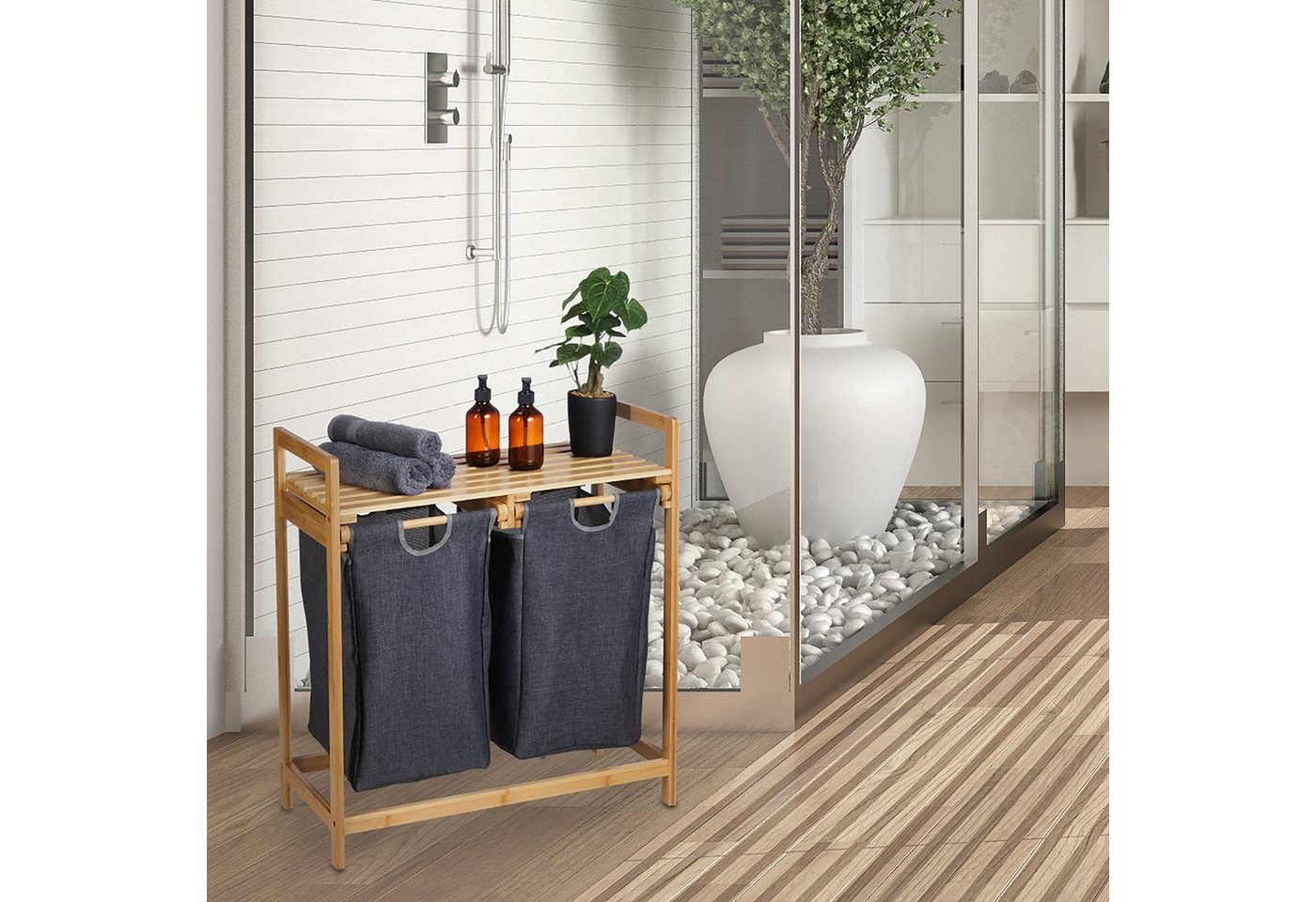 relaxdays Wäschekorb Regal mit 2 Fächern (1 St) – Bild 2 von 5