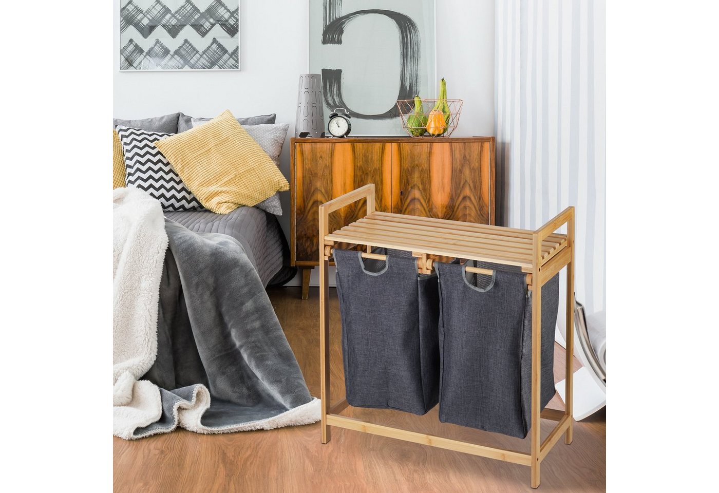relaxdays Wäschekorb Regal mit 2 Fächern (1 St) – Bild 5 von 5