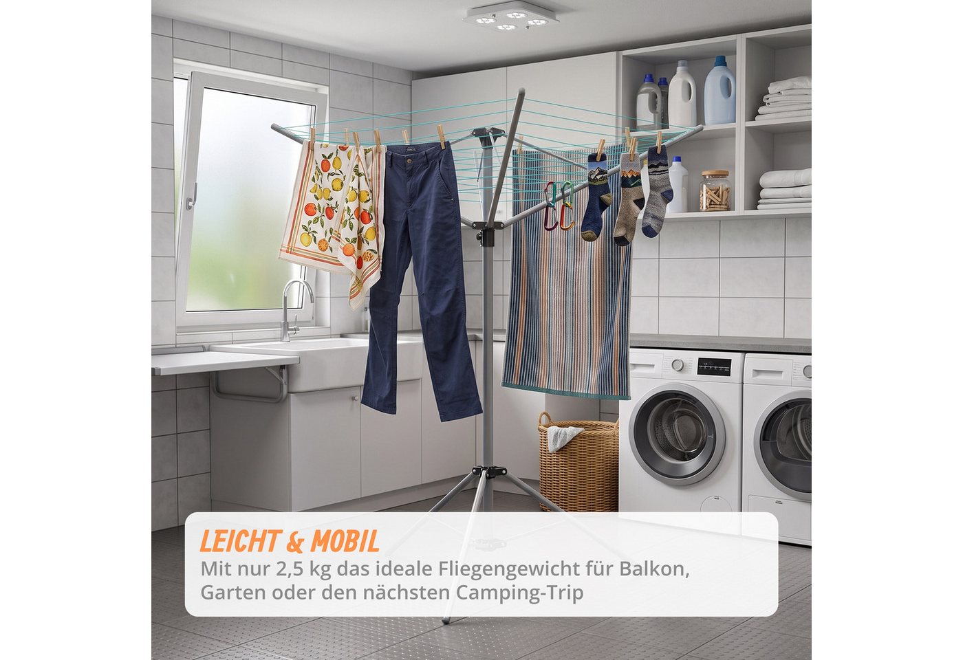 relaxdays Wäschespinne mit Standfuß – Bild 3 von 5