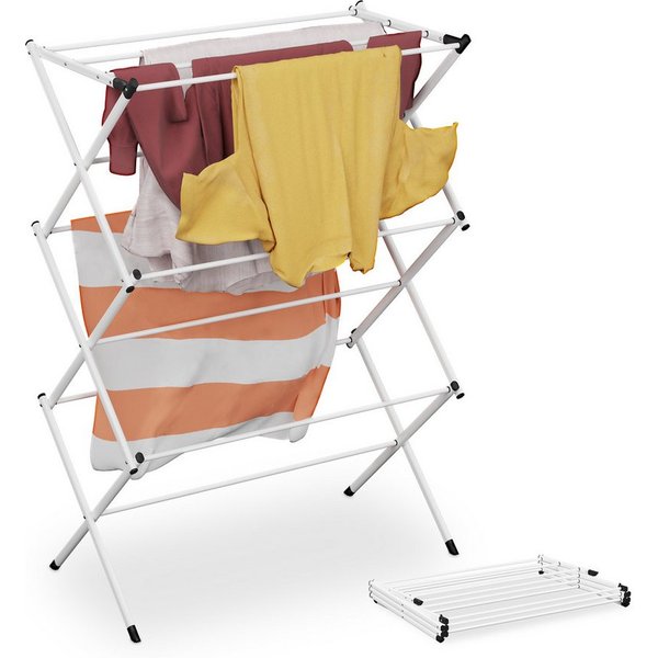 relaxdays Wäscheständer Turm-Wäscheständer klappbar, weiß