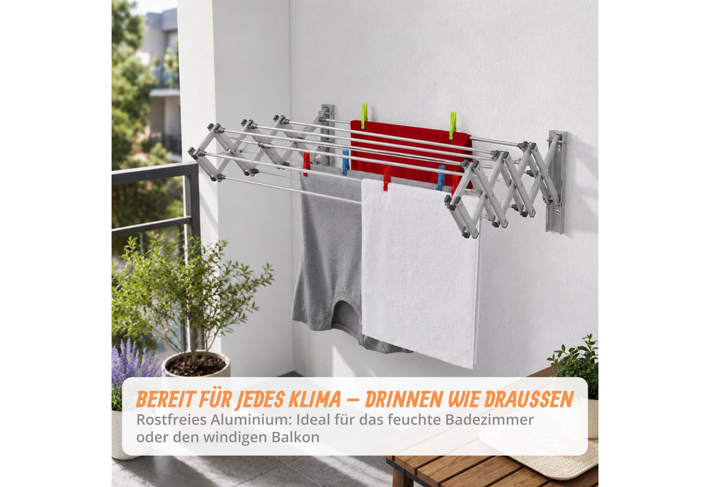 relaxdays Wäscheständer Wandmontage – Bild 3 von 5
