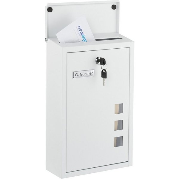 relaxdays Wandbriefkasten Briefkasten Hochformat (5-St), weiß