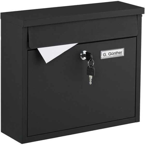 relaxdays Wandbriefkasten Briefkasten kompakt (5-St), schwarz