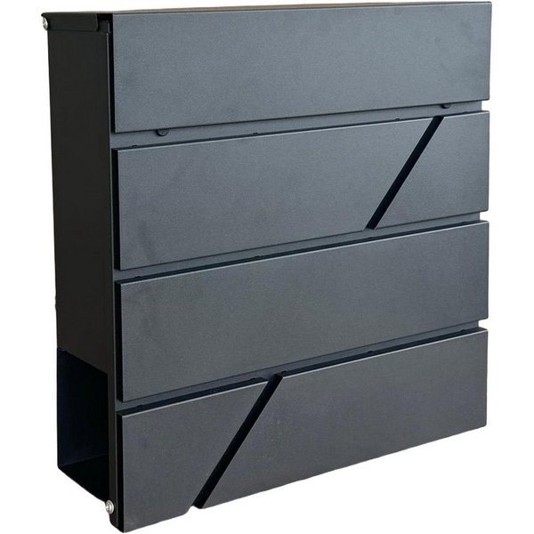 relaxdays Wandbriefkasten Metall Briefkasten mit Zeitungsfach (6-St), schwarz
