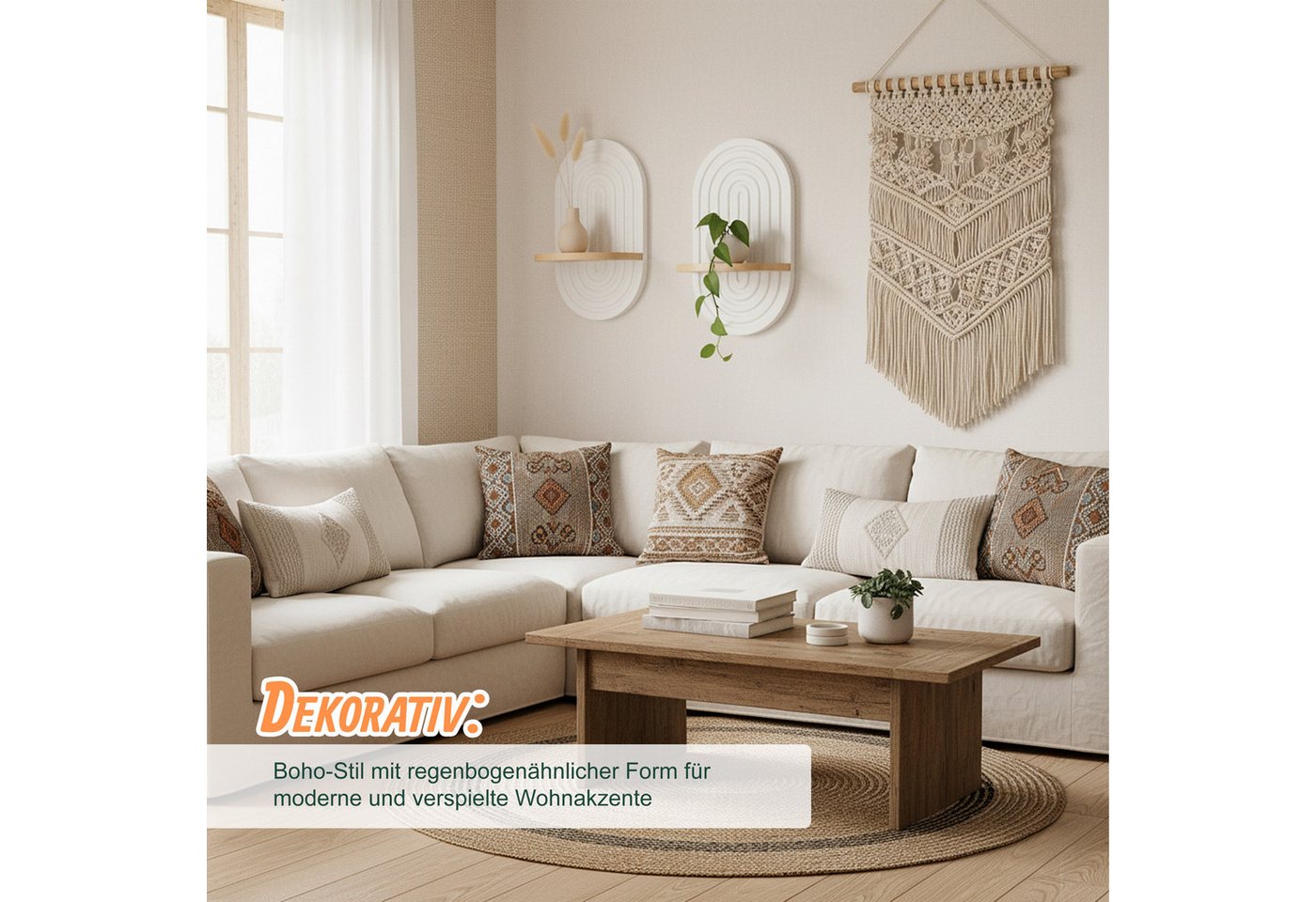 relaxdays Wandregal Boho 2er Set, 2-tlg. – Bild 3 von 5