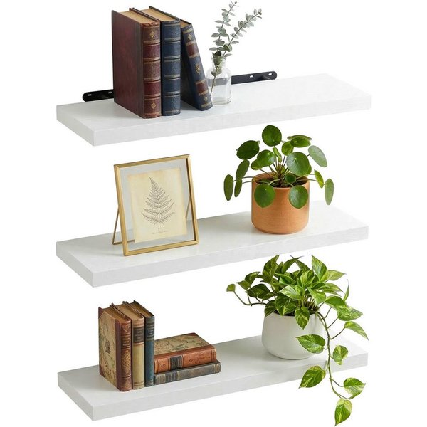 relaxdays Wandregal im 3er Set, 3-tlg., weiss, 80 cm