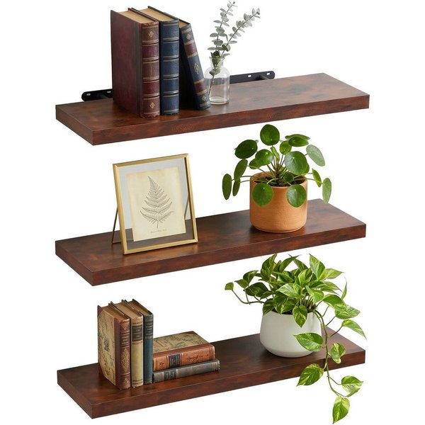 relaxdays Wandregal im 3er Set, 3-tlg., Industrial, 100 cm