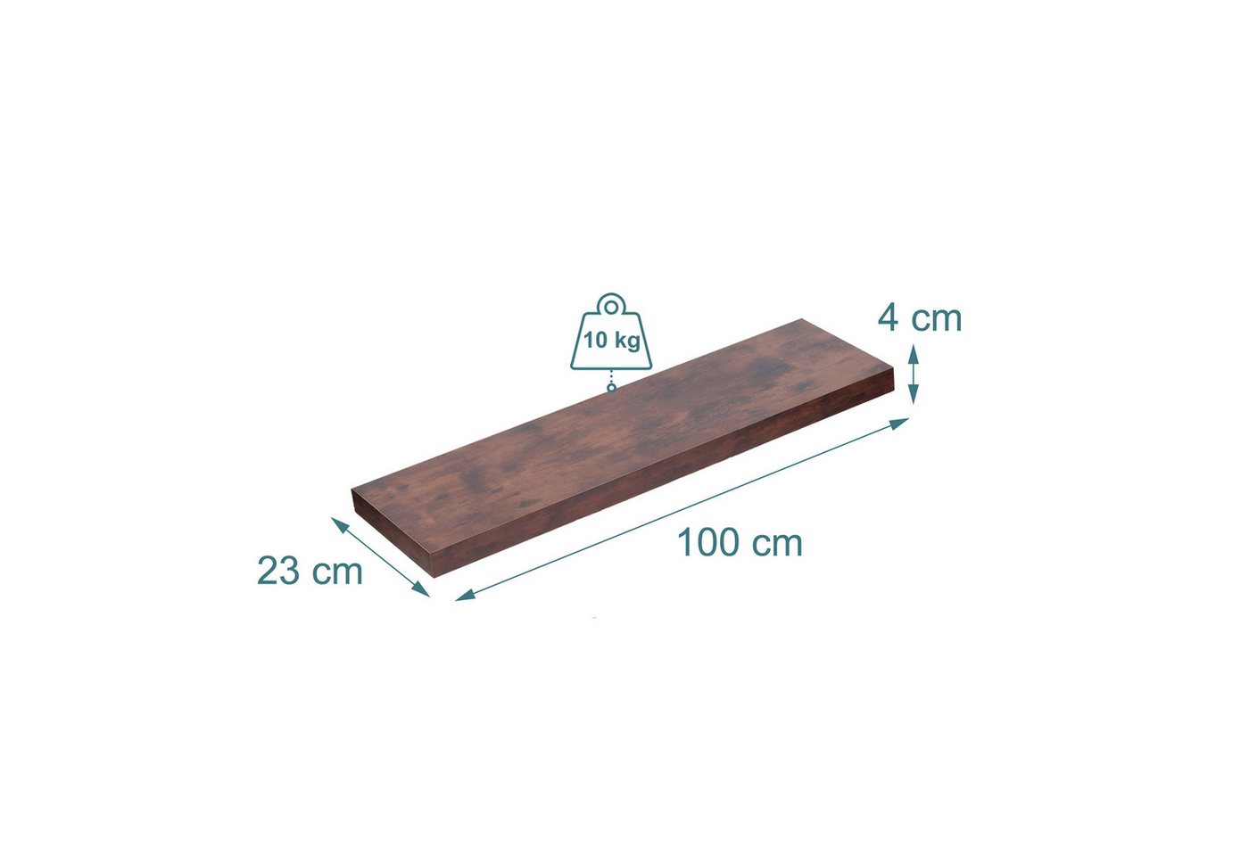 relaxdays Wandregal im 3er Set, 3-tlg., Industrial, 100 cm – Bild 4 von 5