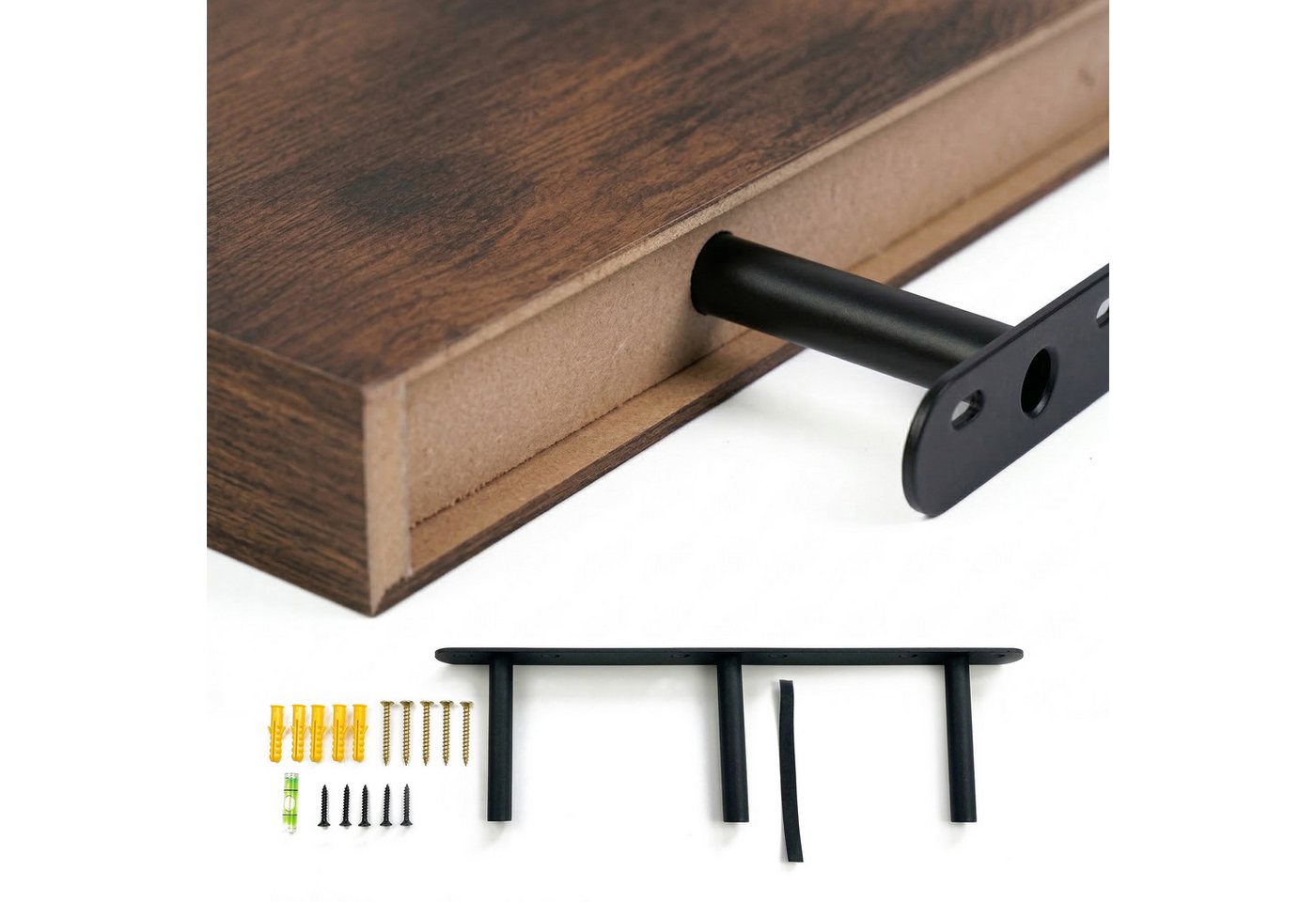 relaxdays Wandregal im 3er Set, 3-tlg., Industrial, 100 cm – Bild 5 von 5
