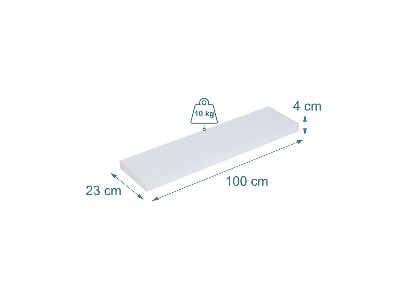 relaxdays Wandregal im 3er Set, 3-tlg., weiss, 100 cm – Bild 4 von 5