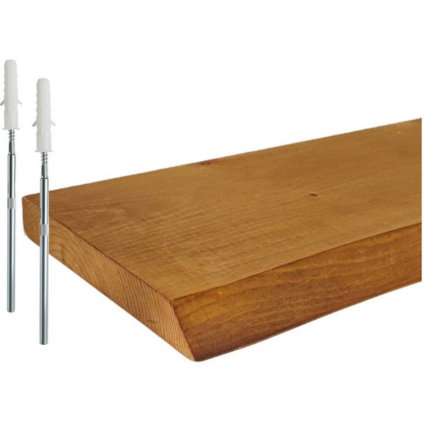relaxdays Wandregal Massivholz Baumkante, 1-tlg., braun, 60 cm
