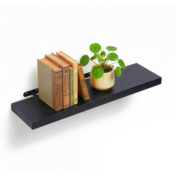 relaxdays Wandregal mit Metallhalterung, 1-tlg., schwarz, 80 cm