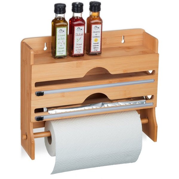 relaxdays Wandrollenhalter aus Bambus, (1-St)
