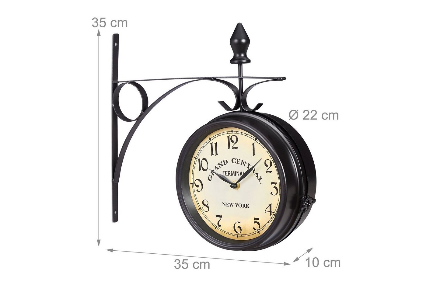 relaxdays Wanduhr Bahnhofsuhr doppelseitig – Bild 4 von 5