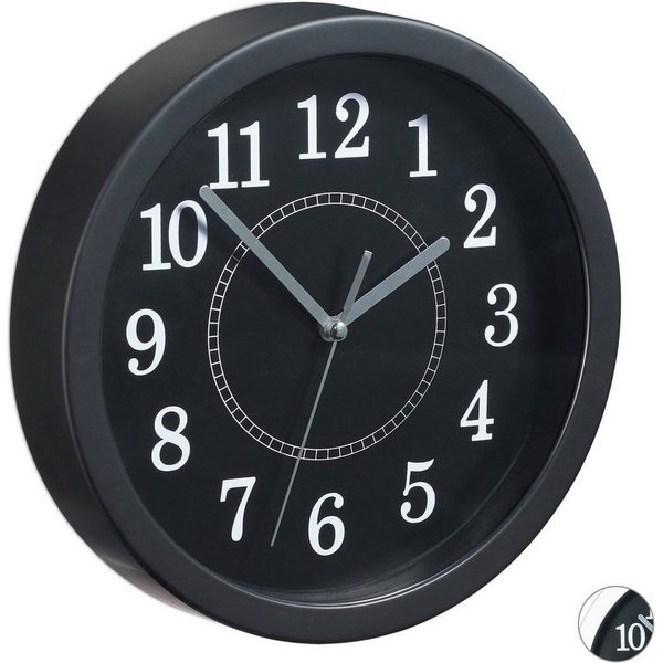 relaxdays Wanduhr rund 20cm (schwarz)