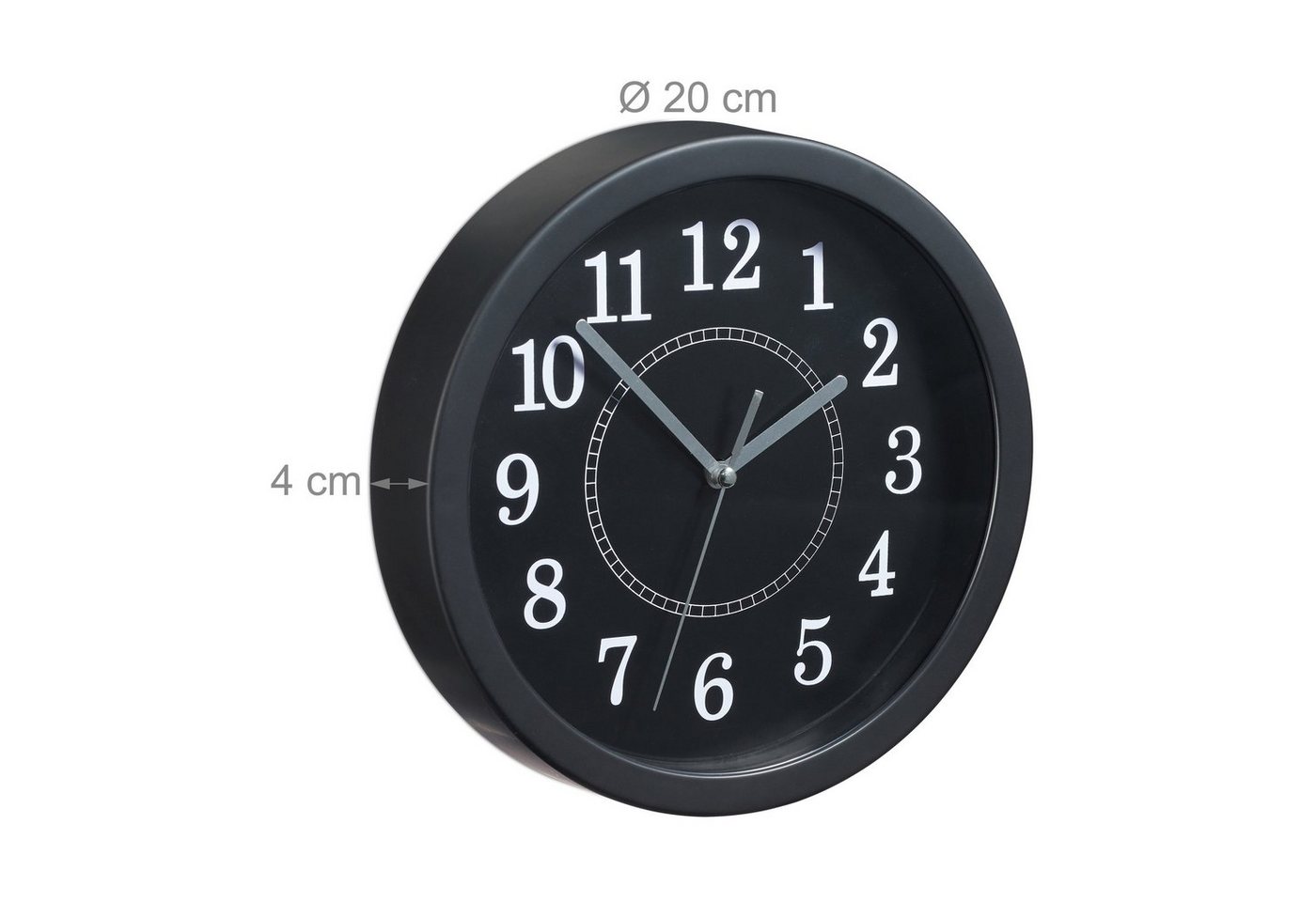 relaxdays Wanduhr rund 20cm (schwarz) – Bild 4 von 5