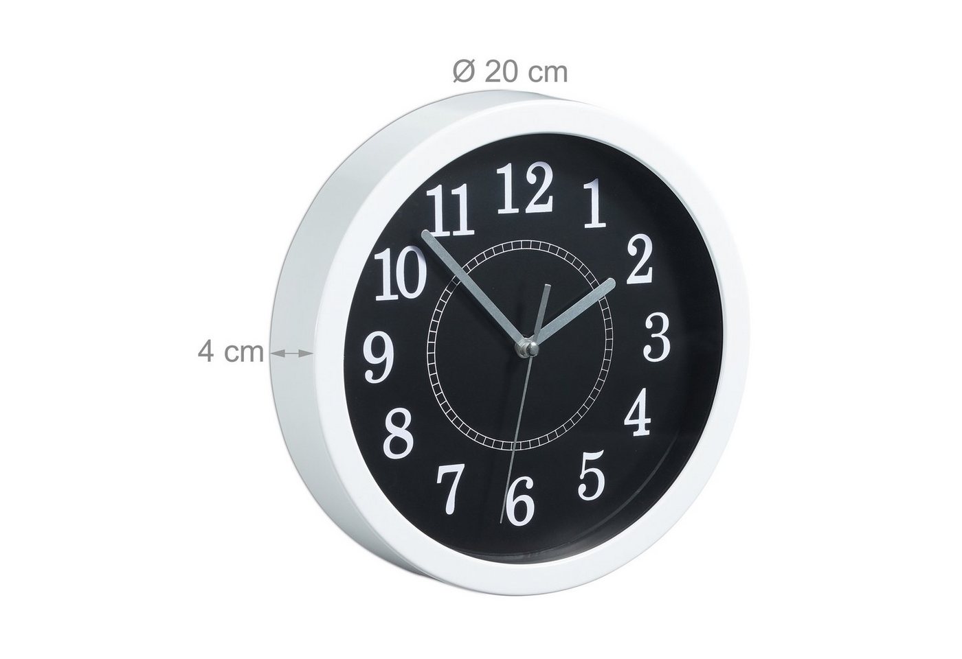 relaxdays Wanduhr rund 20cm (weiß) – Bild 4 von 5