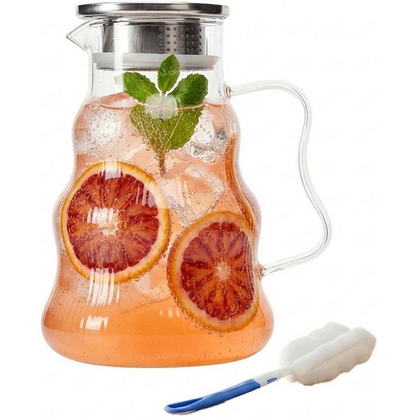 relaxdays Wasserkaraffe Glaskaraffe mit Deckel & Henkel, (3-tlg)