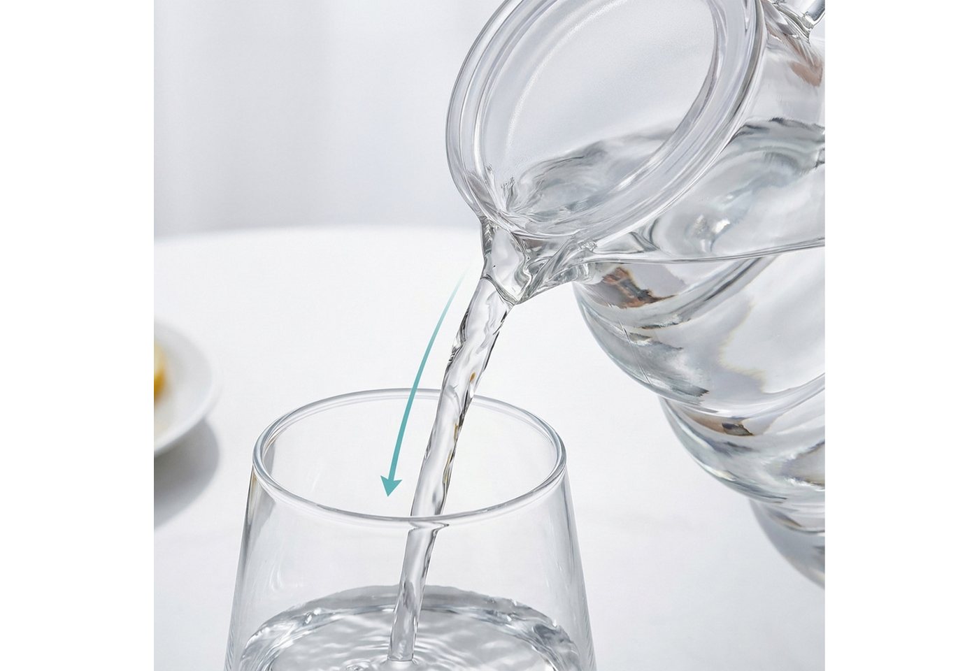 relaxdays Wasserkaraffe Glaskaraffe mit Deckel & Henkel, (3-tlg) – Bild 3 von 5