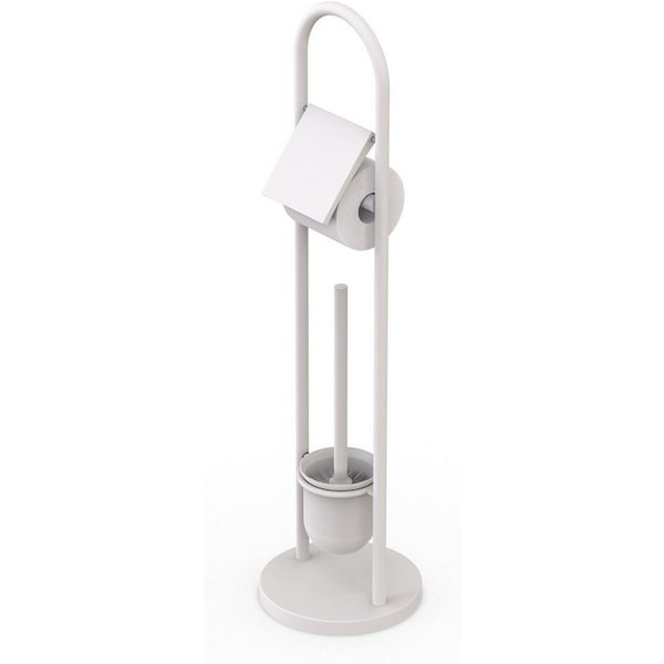 relaxdays WC-Garnitur aus Edelstahl, Alle handelsüblichen Toilettenpapierrollen (bis 14 cm Breite), Toilettenbürsten mit 12 mm Innengewinde, Für Badezimmer und 