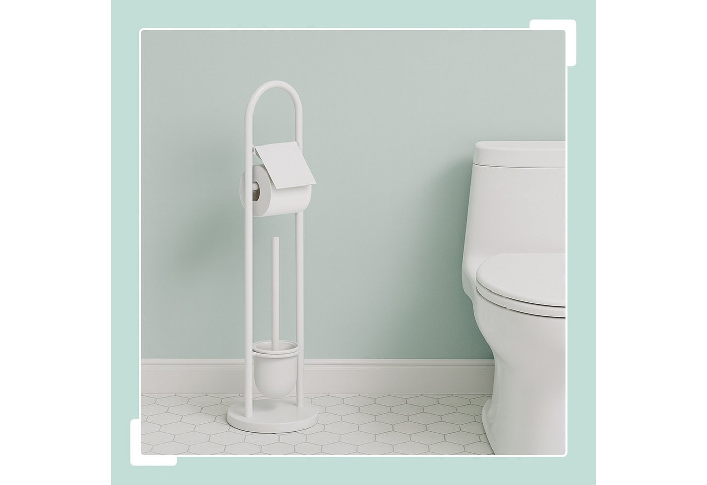 relaxdays WC-Garnitur aus Edelstahl, Alle handelsüblichen Toilettenpapierrollen (bis 14 cm Breite), Toilettenbürsten mit 12 mm Innengewinde, Für Badezimmer und  – Bild 2 von 5