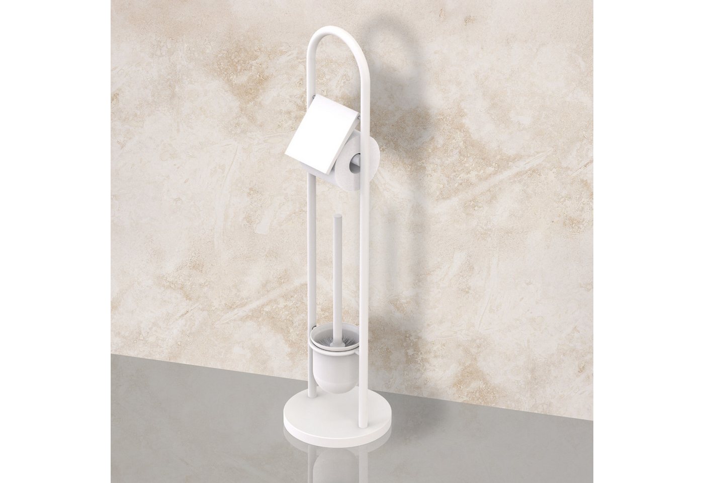 relaxdays WC-Garnitur aus Edelstahl, Alle handelsüblichen Toilettenpapierrollen (bis 14 cm Breite), Toilettenbürsten mit 12 mm Innengewinde, Für Badezimmer und  – Bild 3 von 5