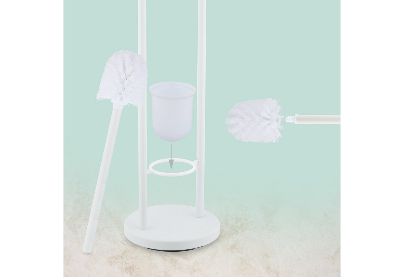 relaxdays WC-Garnitur aus Edelstahl, Alle handelsüblichen Toilettenpapierrollen (bis 14 cm Breite), Toilettenbürsten mit 12 mm Innengewinde, Für Badezimmer und  – Bild 5 von 5