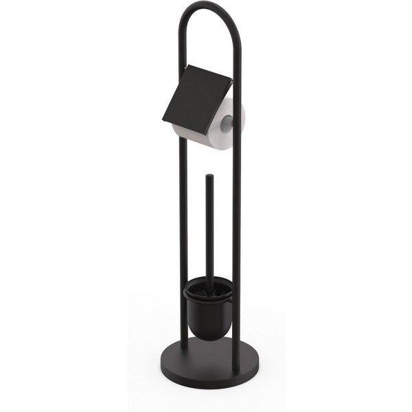 relaxdays WC-Garnitur aus Edelstahl, Standard-Toilettenpapierrollen bis 14 cm Breite, Gäste-WC, Badezimmer, (1-tlg), schwarz