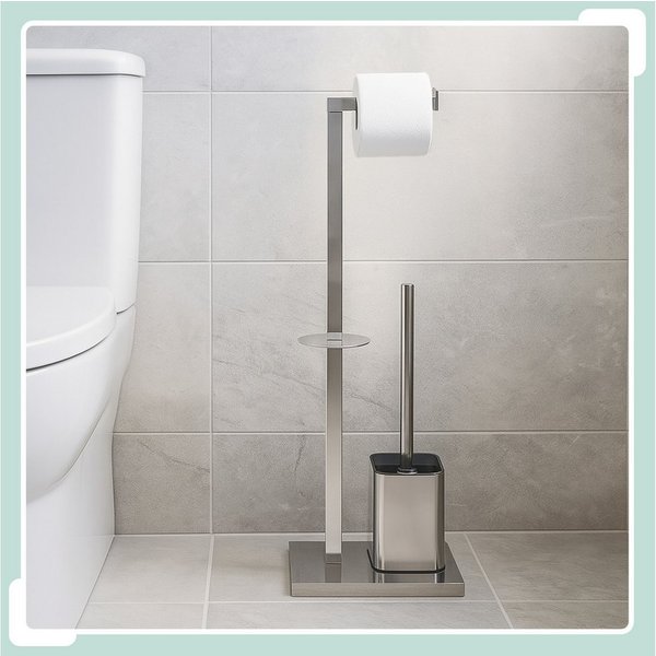 relaxdays WC-Garnitur aus Metall, Gäste-WC, Badezimmer, (3-tlg), silber