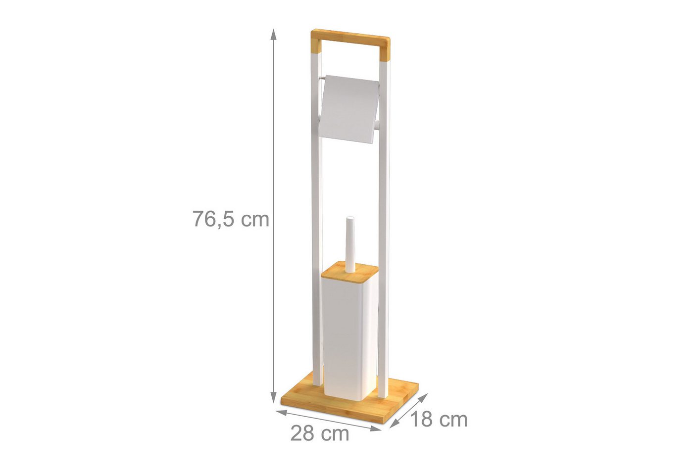 relaxdays WC-Garnitur Edelstahl & Bambus, Toilettenbürstenköpfe mit max. Ø 7,5 cm, Für Badezimmer und Gäste-WC, Alle handelsüblichen Klopapierrollen, (1-tlg), w – Bild 4 von 5