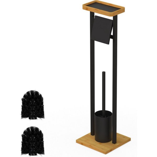 relaxdays WC-Garnitur mit Ablage, Gäste-WC, kleine Badezimmer, Badezimmer, (3-tlg), schwarz