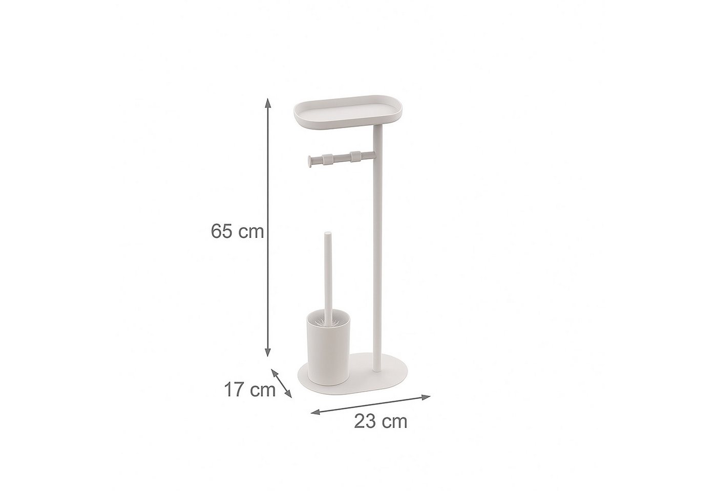 relaxdays WC-Garnitur mit Ablage, Feuchtes Toilettenpapier, WC-Bürstenköpfe mit 1,1 cm Innengewinde, Smartphones bis 21 × 11 cm, Standard-Toilettenpapierrollen  – Bild 4 von 5