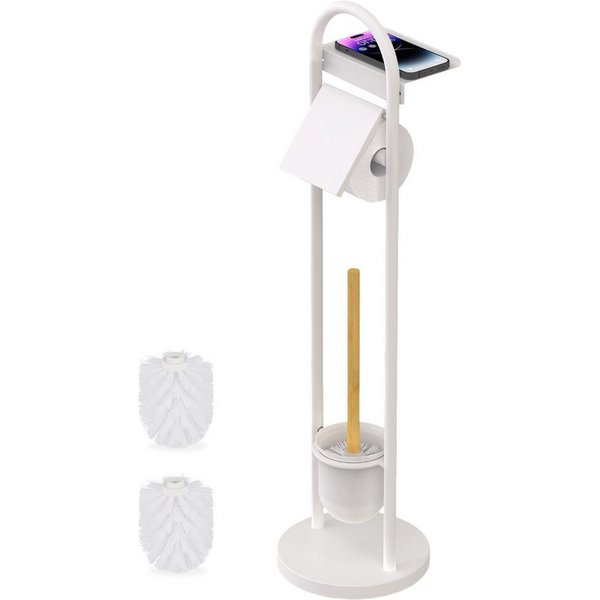 relaxdays WC-Garnitur mit Ablage, Smartphones, Feuchtes Toilettenpapier, Standard-Klopapierrollen, Gäste-WC, Badezimmer, (3-tlg), weiß